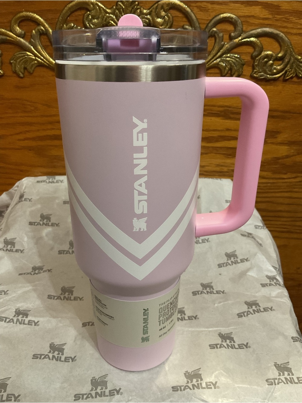 Stanley Pink Chevron Protour Travel Mug with Handle - 40 oz